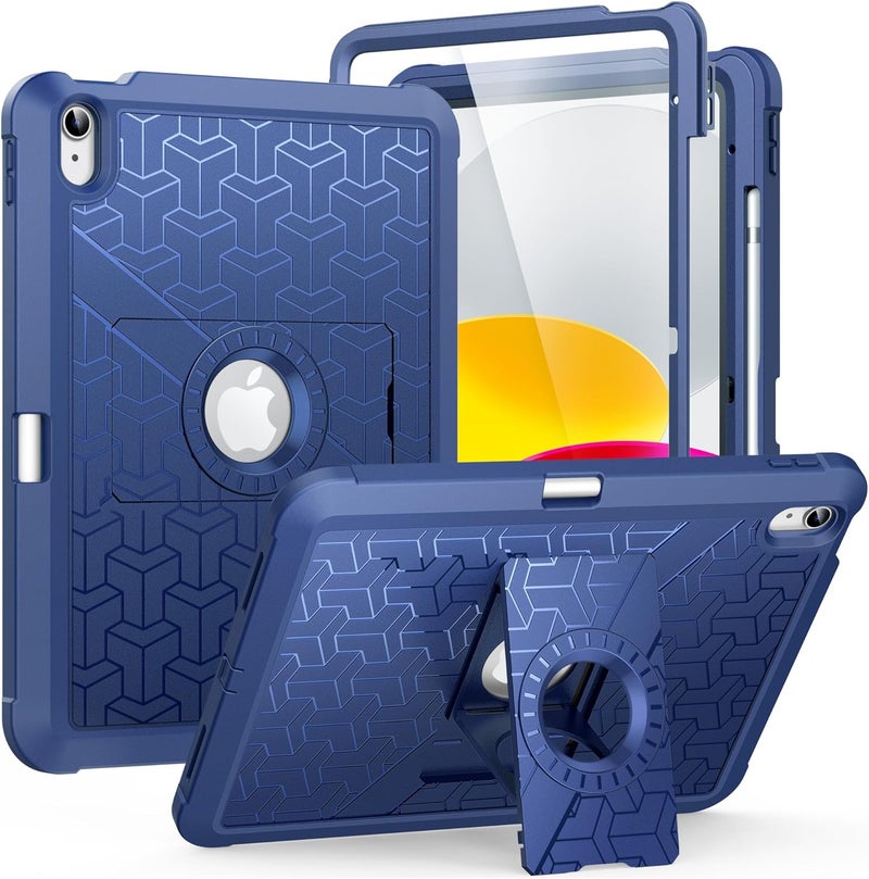 MoKo for iPad (A16) 11th/10th Generation Case 2025/2022, Heavy Duty Shockproof Dual Layer Full Body Protective Cover, Built-in Screen Protector and Kickstand for iPad 11/10.9 Inch, Denim - Image 1